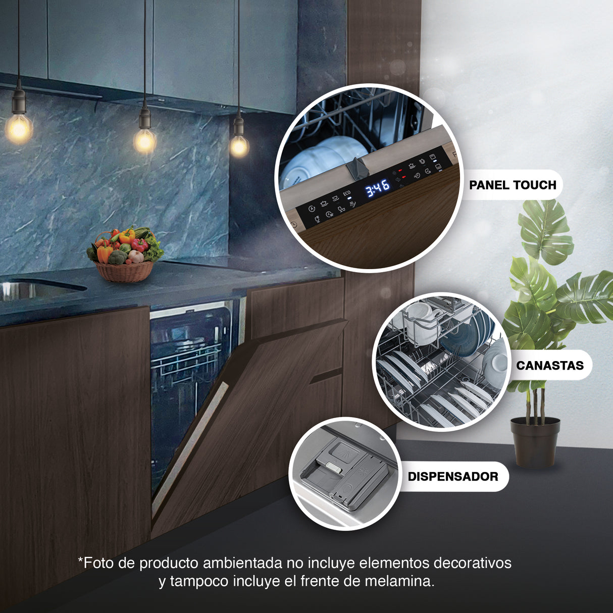 Lavavajillas Challenger Acero 44.8x81.5cm 110 Voltios con Seis Funciones Preconfiguradas