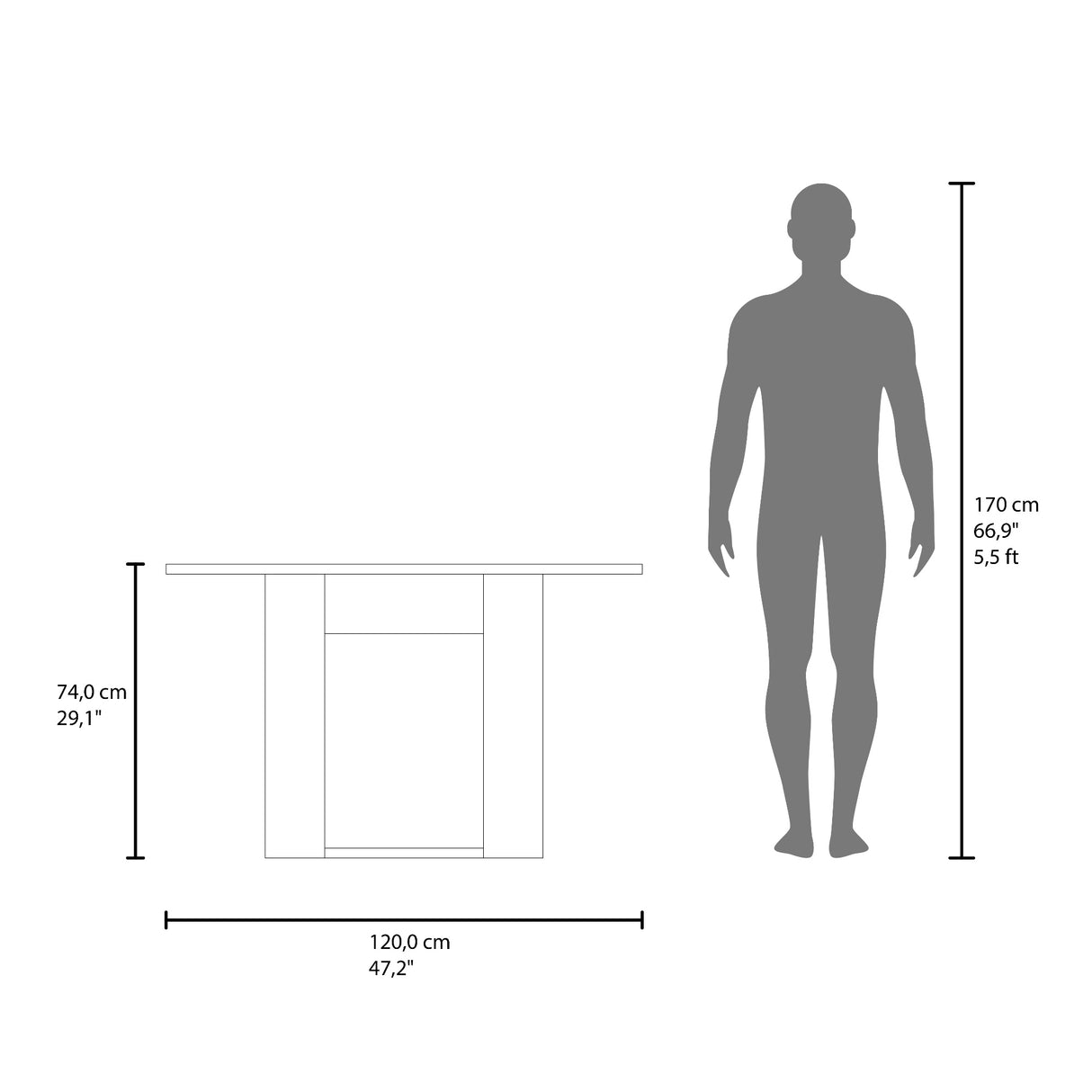 Mesa de comedor Volterra Cartagena 120x74cm Rectangular de Cuatro Puestos sin Sillas