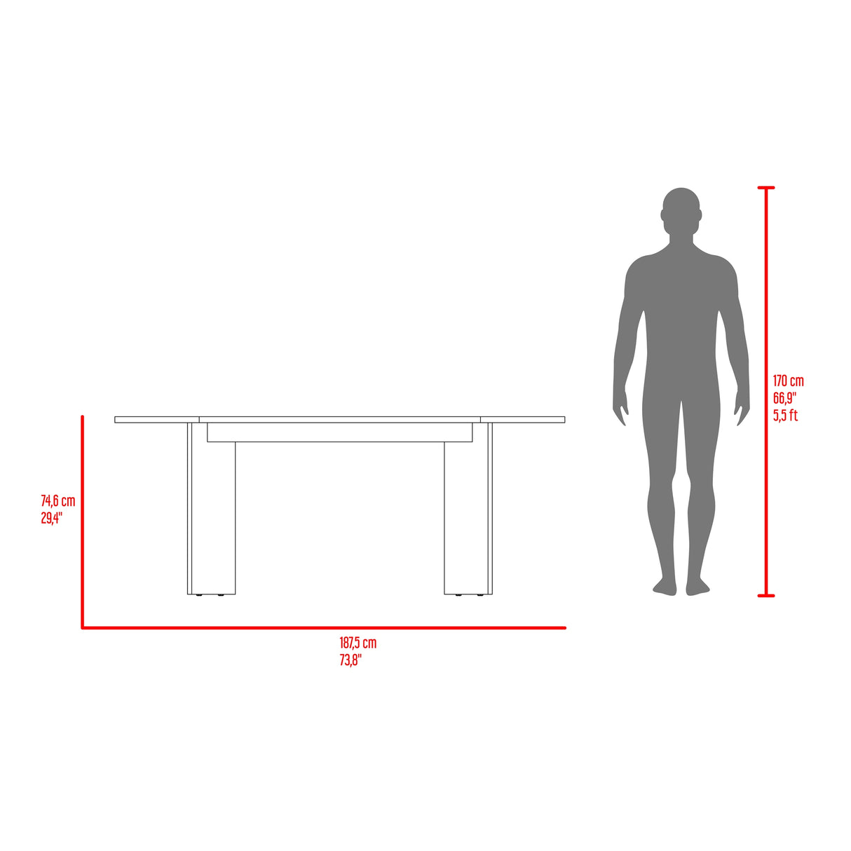 Mesa de comedor Ted Fresno Europeo 187.5x74.6cm Ovalado de Seis Puestos sin Sillas
