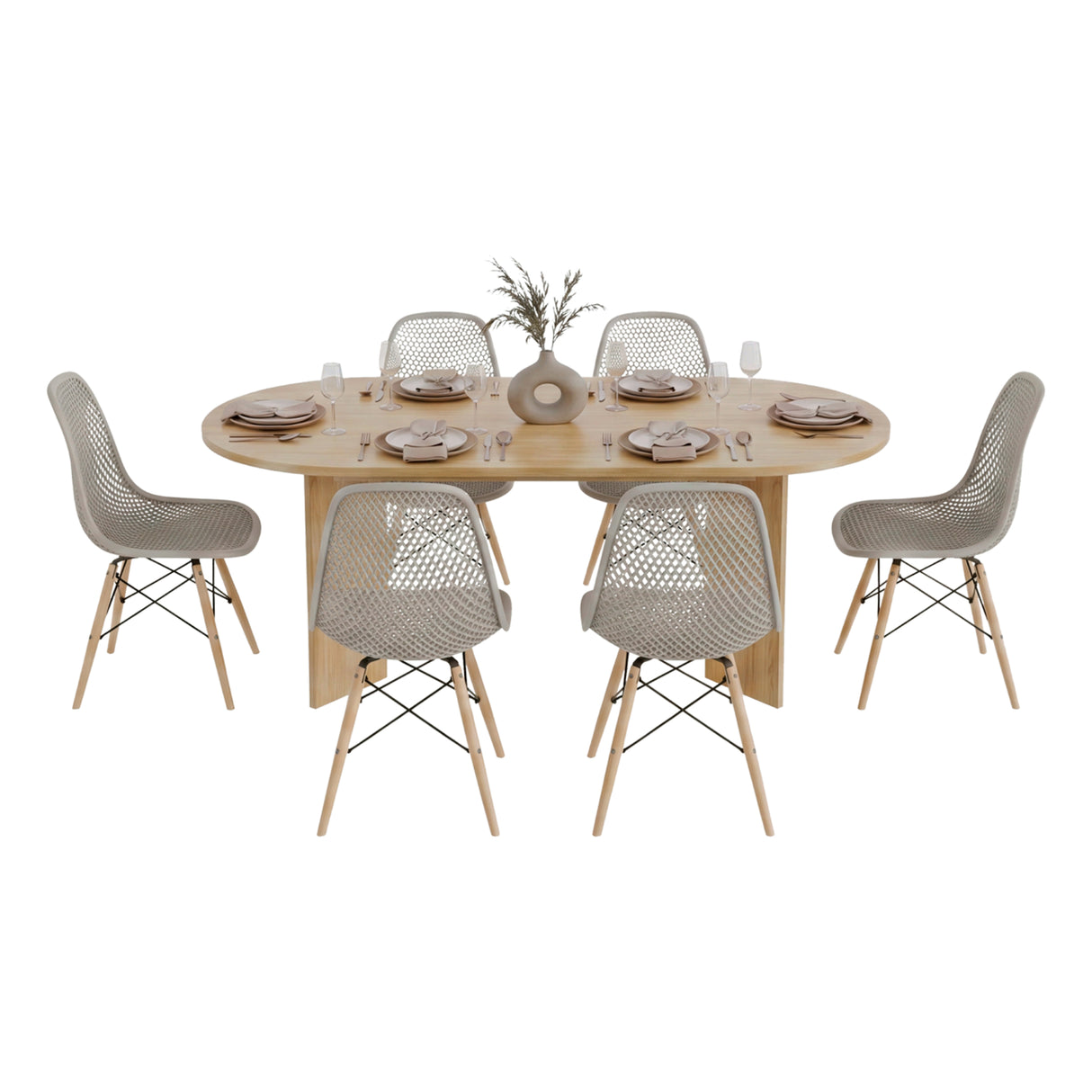 Mesa de comedor Ted Fresno Europeo 187.5x74.6cm Ovalado de Seis Puestos sin Sillas
