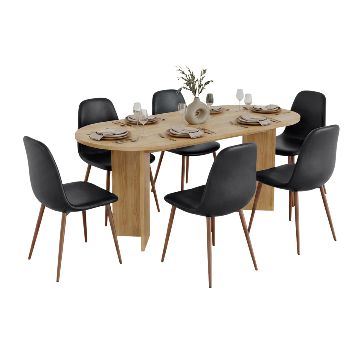 Mesa de comedor Ted Fresno Europeo 187.5x74.6cm Ovalado de Seis Puestos sin Sillas