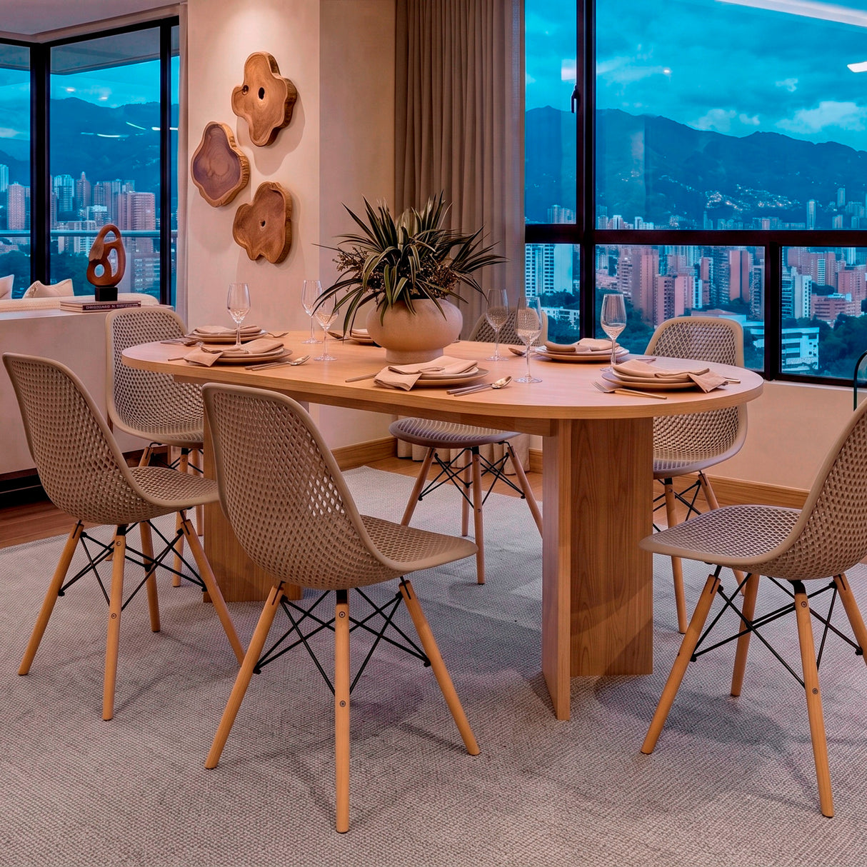 Mesa de comedor Ted Fresno Europeo 187.5x74.6cm Ovalado de Seis Puestos sin Sillas