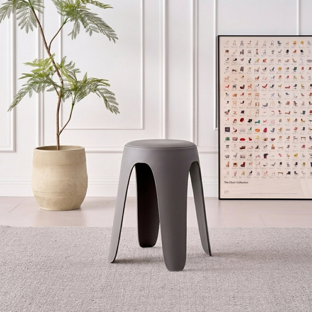 Silla para Exteriores Else Gris Oscuro 34x46.5cm Apilable sin Apoya Brazos y sin Espaldar