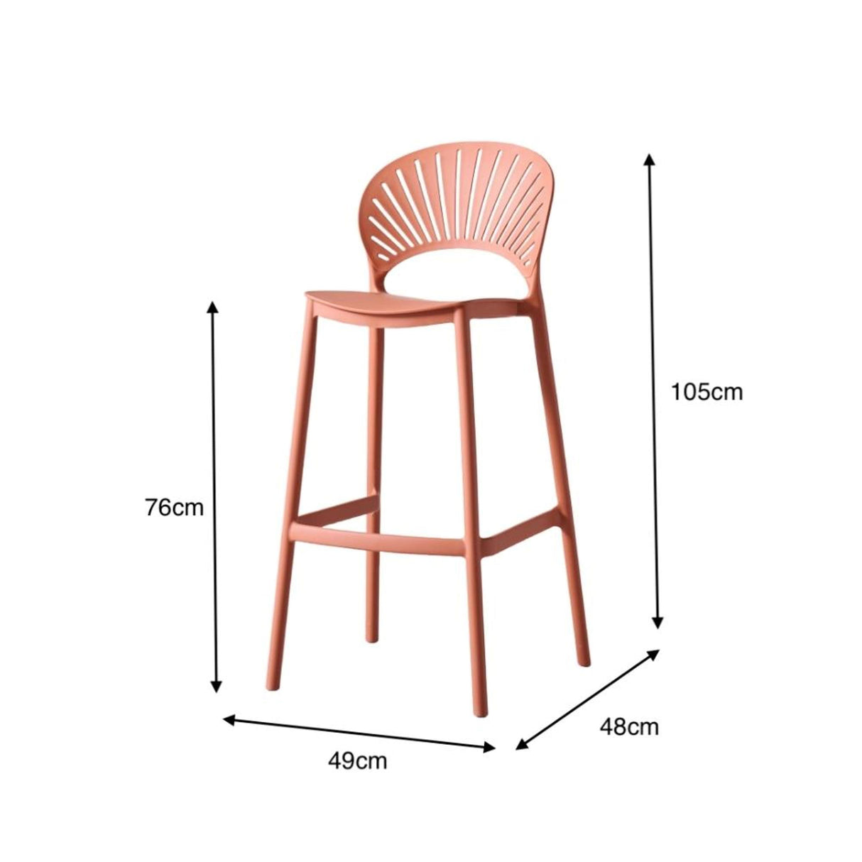 Silla Bar para Exteriores Paraiso Terracota 49x105cm sin Apoya Brazos y con Espaldar