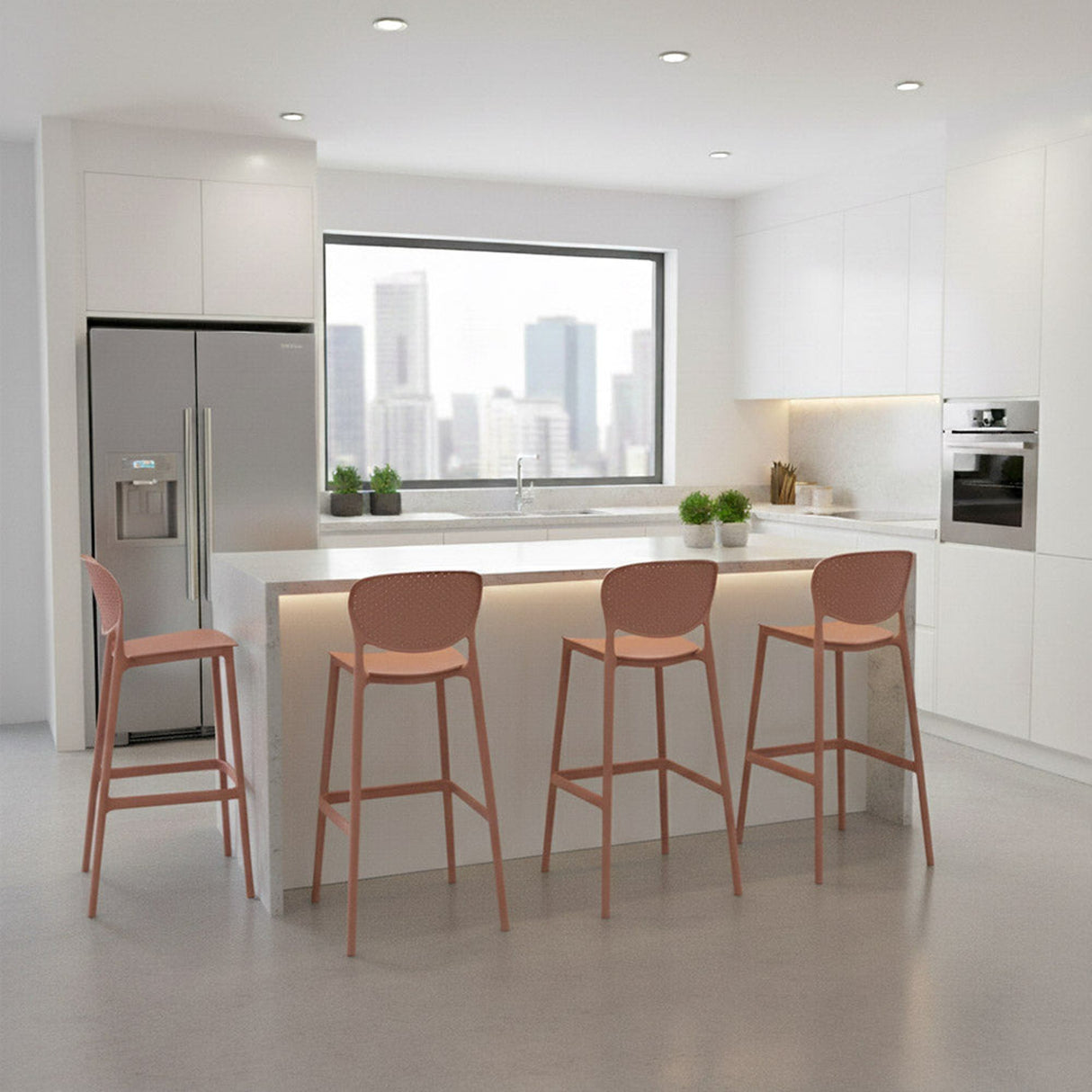 Silla Bar para Exteriores Rio Terracota 49x103cm sin Apoya Brazos y con Espaldar
