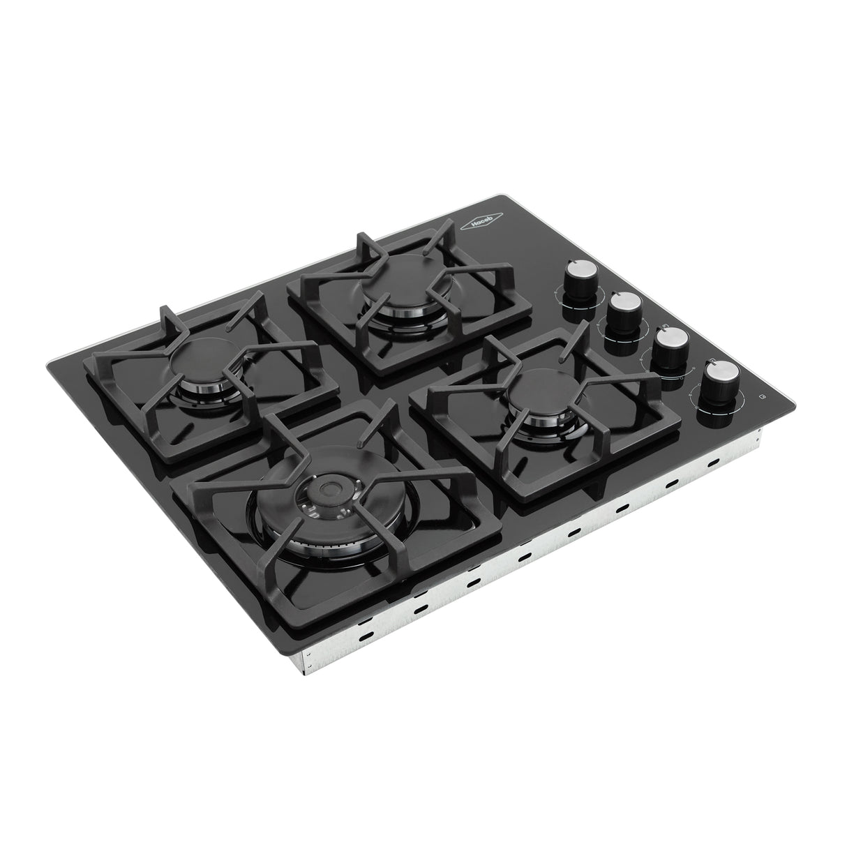Estufa de Empotrar Haceb Tandoori Cristal Negro 60x51cm 110 Voltios para Gas Natural con Cuatro Quemadores