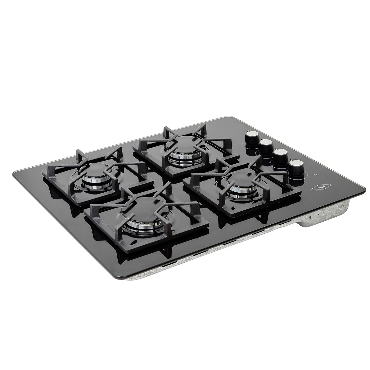 Estufa de Empotrar Haceb Tandoori Cristal Negro 66x54cm 110 Voltios para Gas Natural con Cuatro Quemadores
