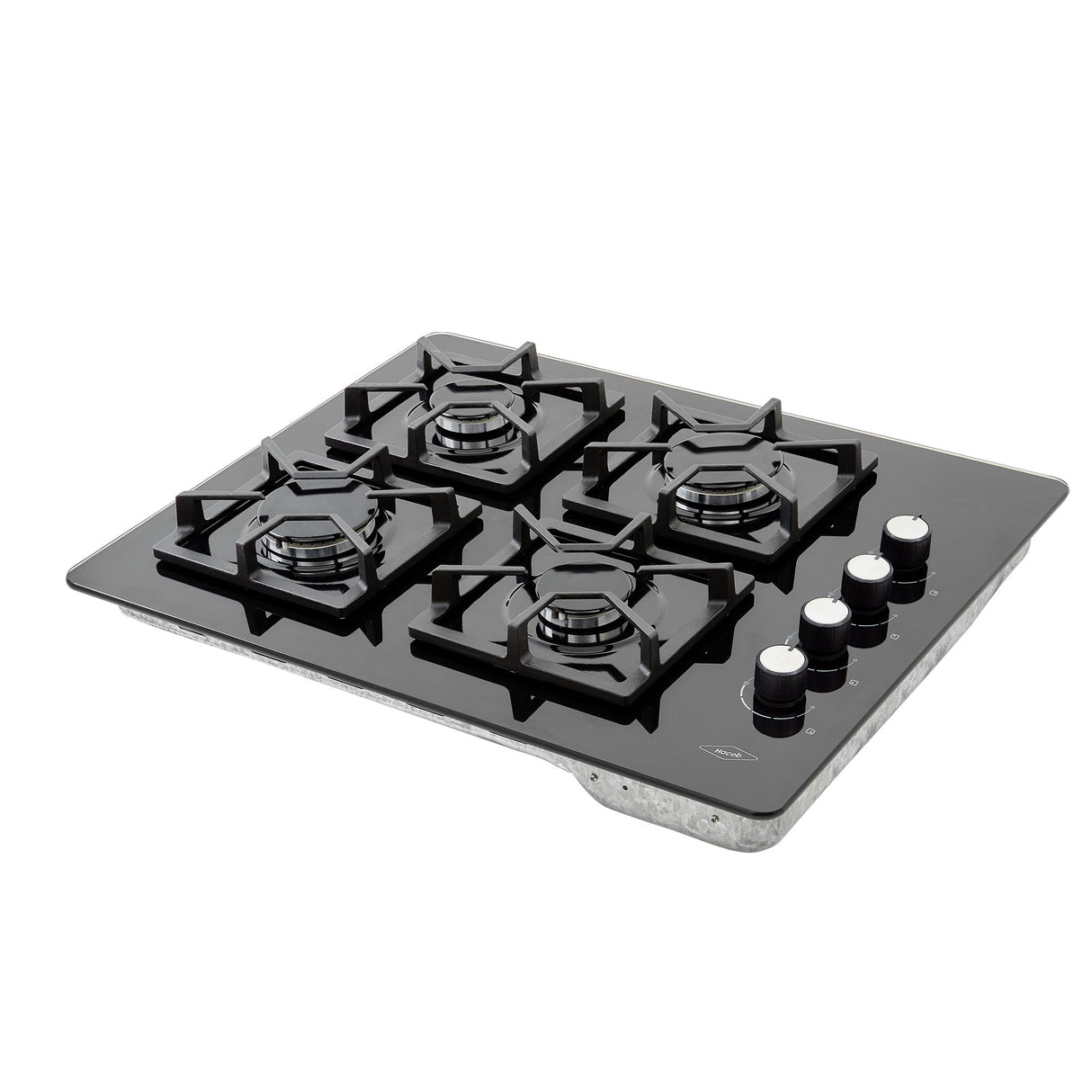 Estufa de Empotrar Haceb Tandoori Cristal Negro 66x54cm 110 Voltios para Gas Natural con Cuatro Quemadores