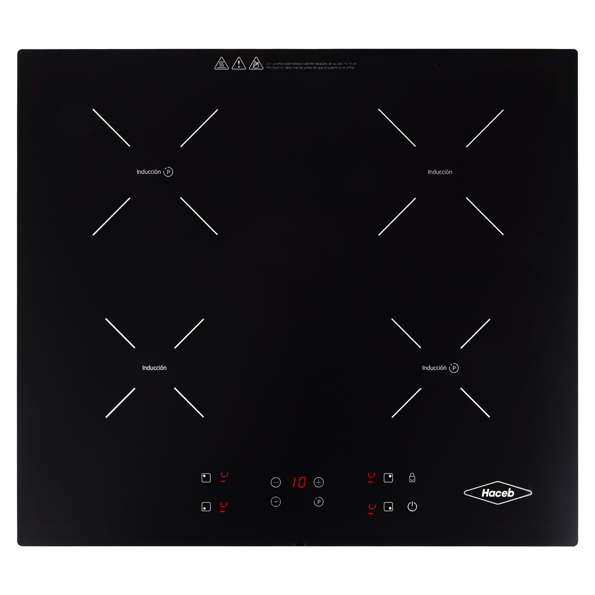 Estufa de Inducción para Empotrar Haceb Negro 59x52cm 220 Voltios para Electrico con Cuatro Quemadores y con Pantalla Digital