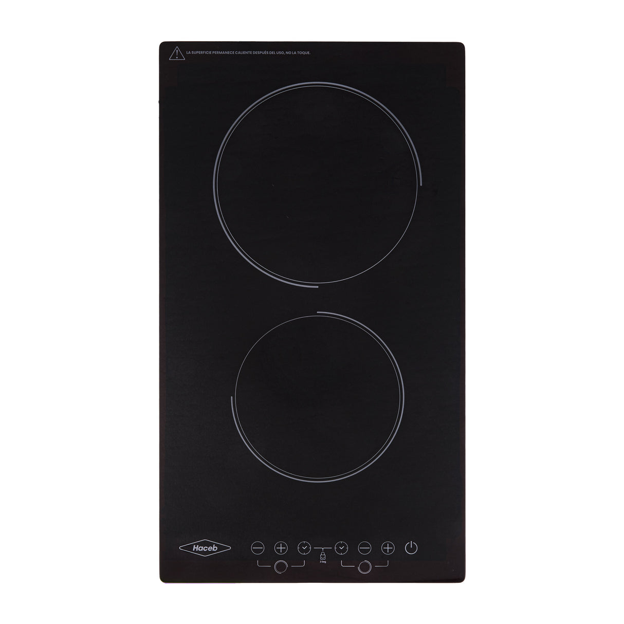 Estufa de Vitrocerámica para Empotrar Haceb Negro 29x52cm 220 Voltios para Electrico con Dos Quemadores y con Pantalla Digital