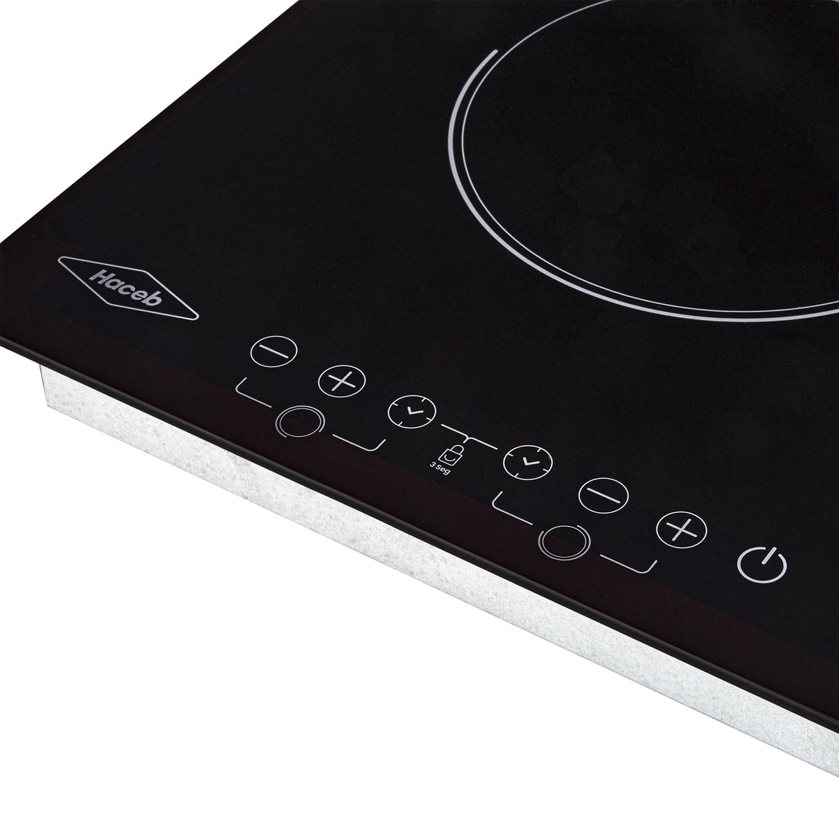 Estufa de Vitrocerámica para Empotrar Haceb Negro 29x52cm 220 Voltios para Electrico con Dos Quemadores y con Pantalla Digital