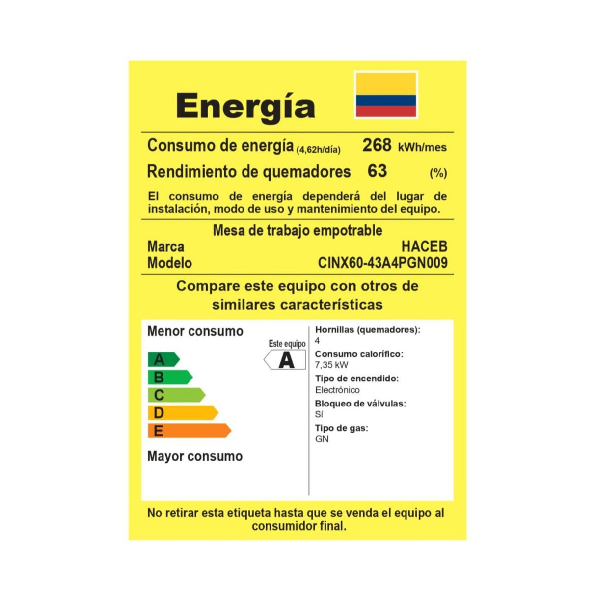 Estufa de Empotrar Haceb Alambrón Inox 60x43cm 110 Voltios para Gas Natural con Cuatro Quemadores