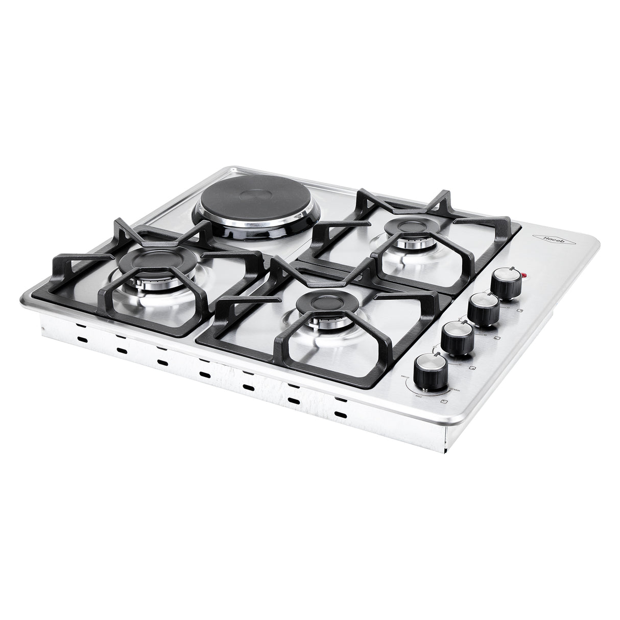 Estufa de Empotrar Haceb Tandoori Mixta Inox 60x51cm 110 Voltios para Mixto con Cuatro Quemadores