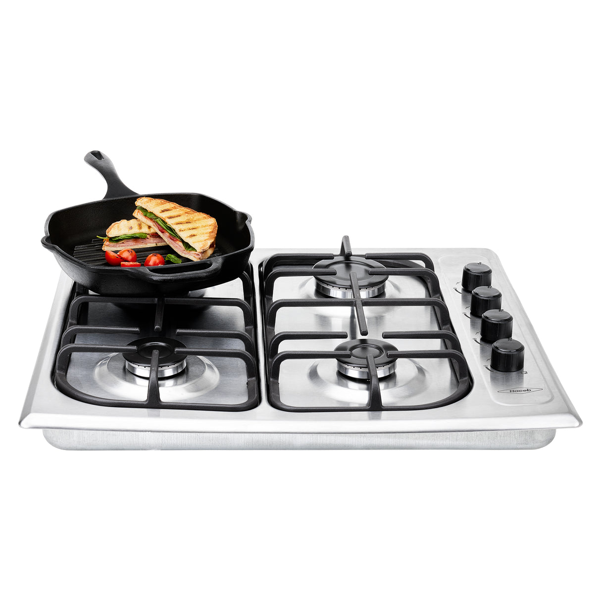 Estufa de Empotrar Haceb Tandoori Sesamo Inox 60x51cm 110 Voltios para Gas Natural con Cuatro Quemadores
