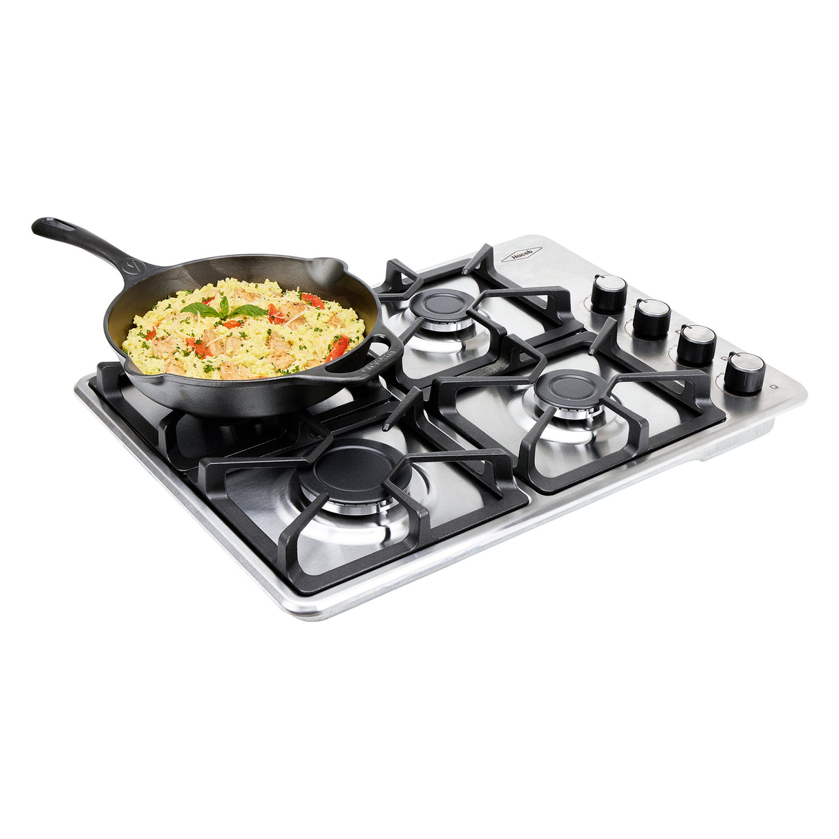 Estufa de Empotrar Haceb Tandoori Hierro Fundido Inox 60x43cm 110 Voltios para Gas Natural con Cuatro Quemadores