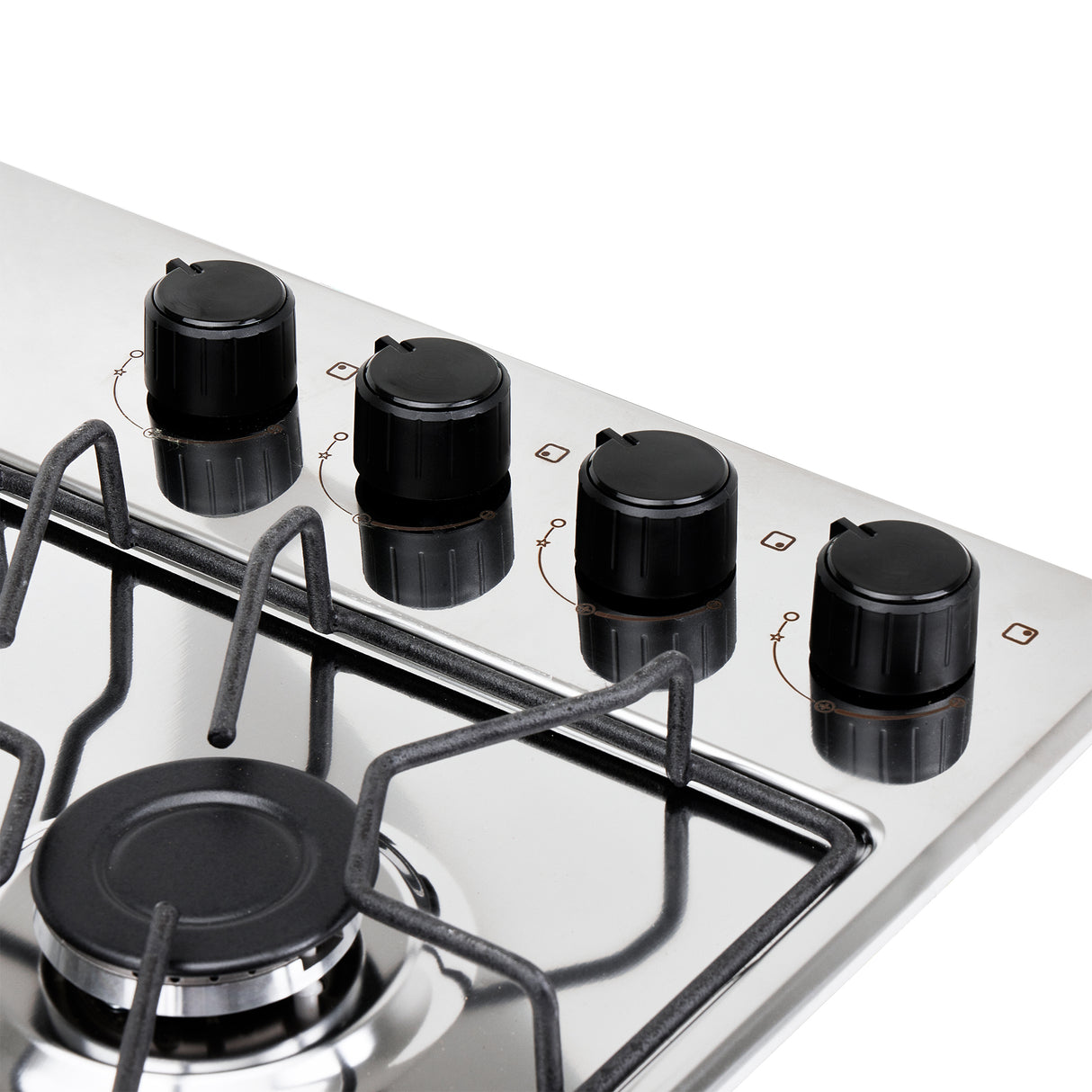 Estufa de Empotrar Haceb Alambrón Inox 60x43cm 110 Voltios para Gas Propano con Cuatro Quemadores