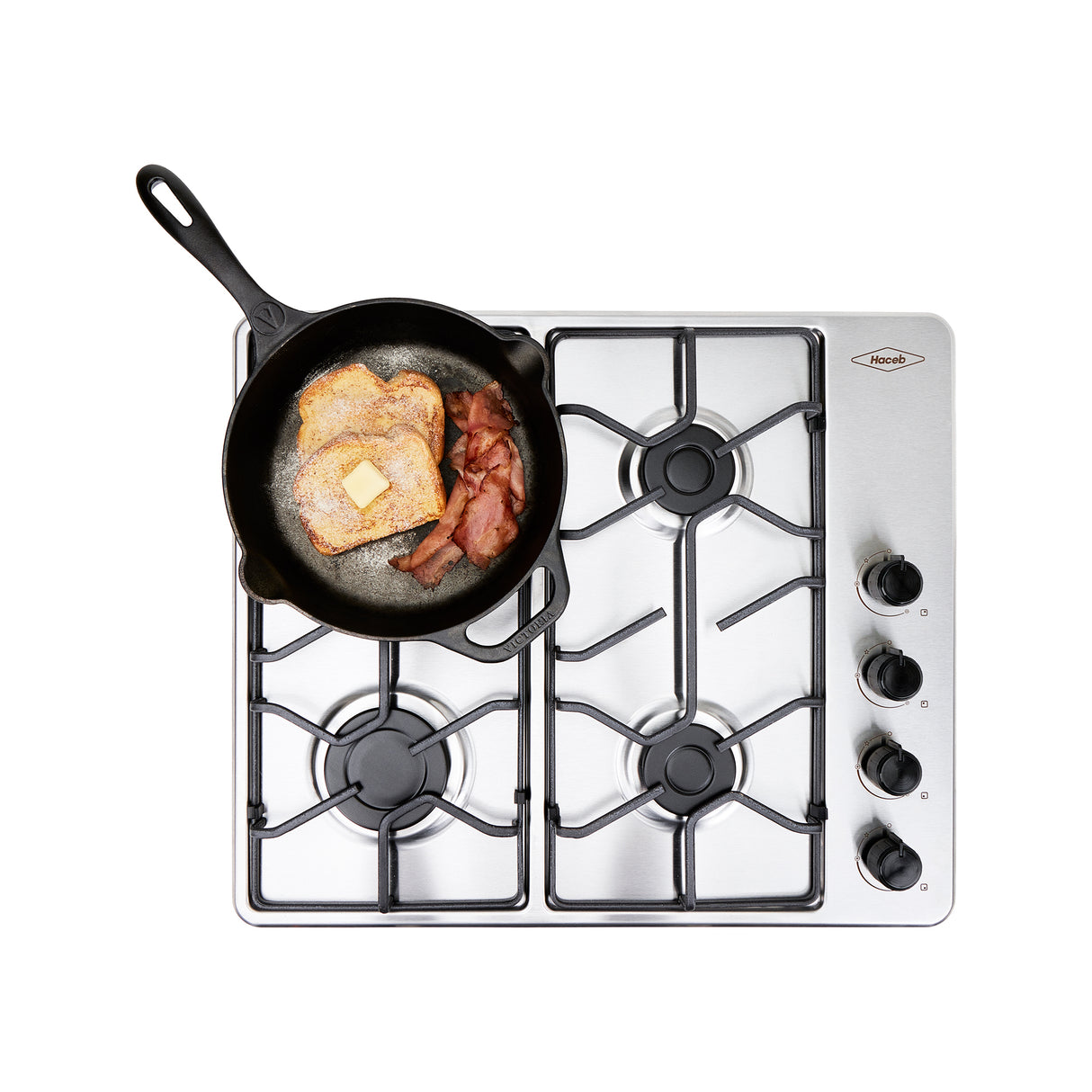 Estufa de Empotrar Haceb Platina Inox 60x51cm 110 Voltios para Gas Propano con Cuatro Quemadores