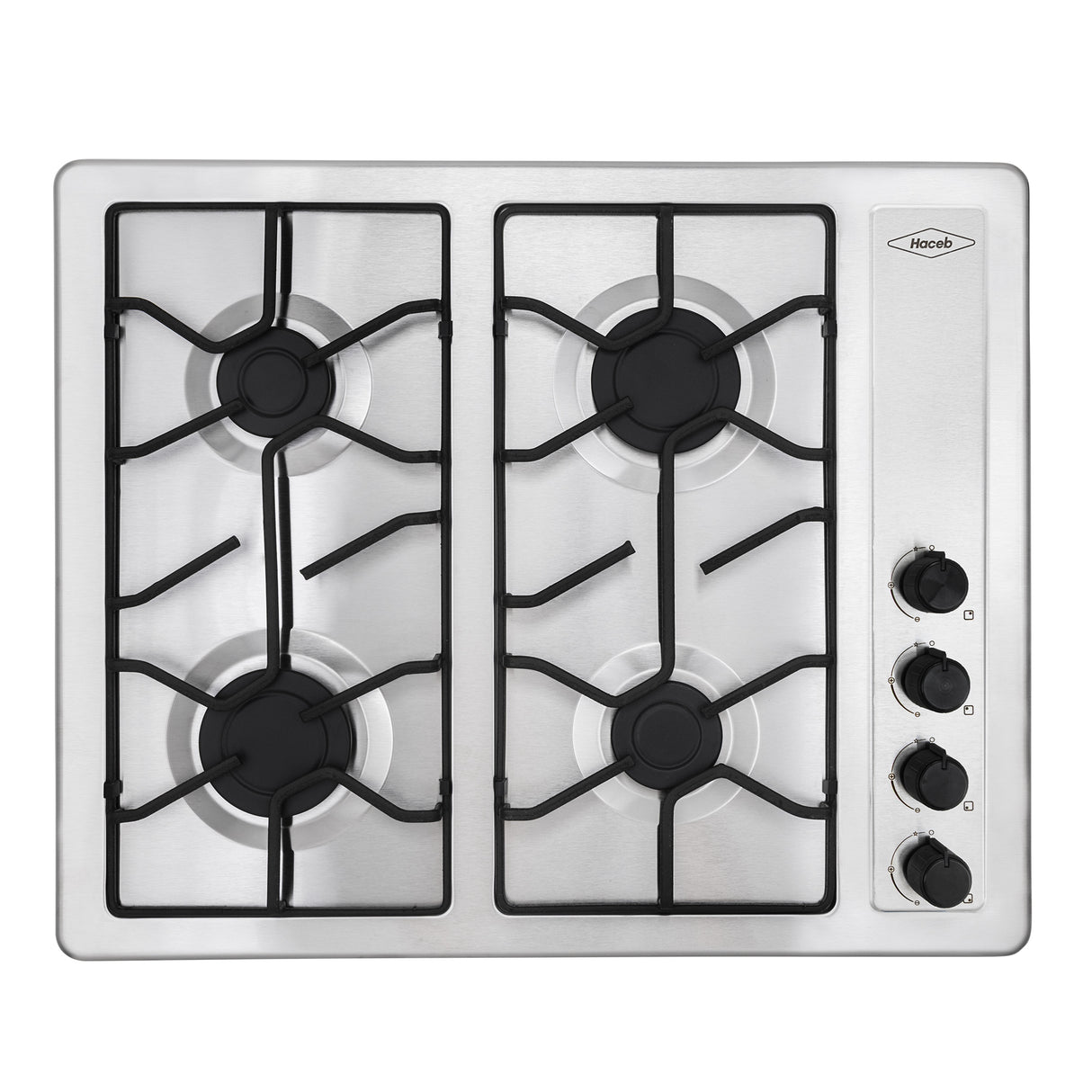 Estufa de Empotrar Haceb Platina Inox 66x54cm 110 Voltios para Gas Natural con Cuatro Quemadores