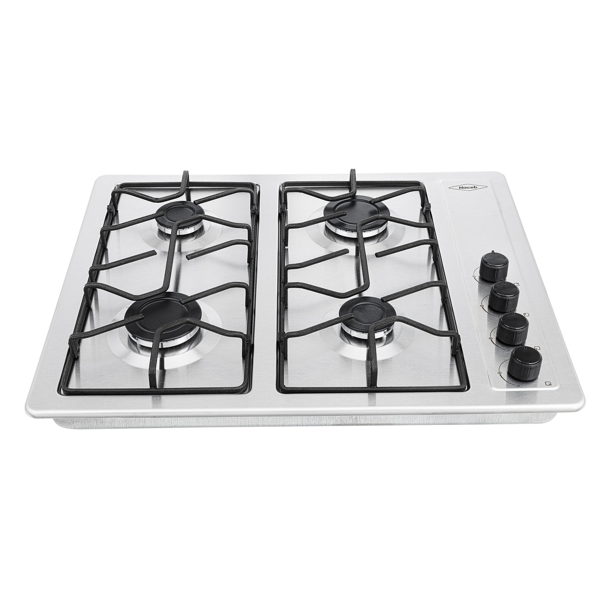 Estufa de Empotrar Haceb Platina Inox 66x54cm 110 Voltios para Gas Natural con Cuatro Quemadores