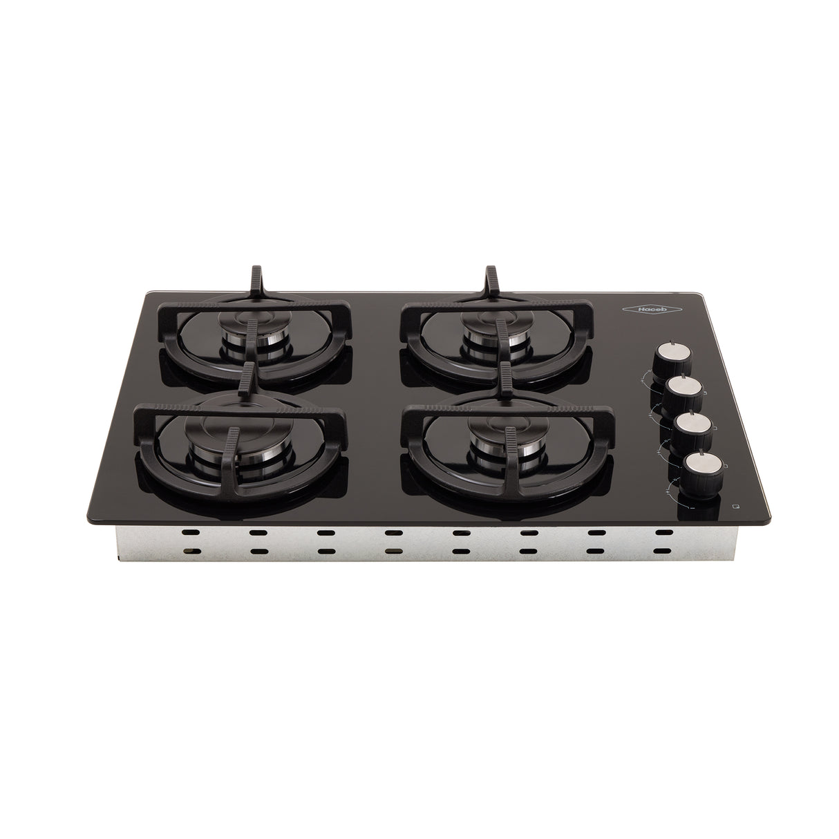 Estufa de Empotrar Haceb Cristal Negro 60x43cm 110 Voltios para Gas Natural con Cuatro Quemadores