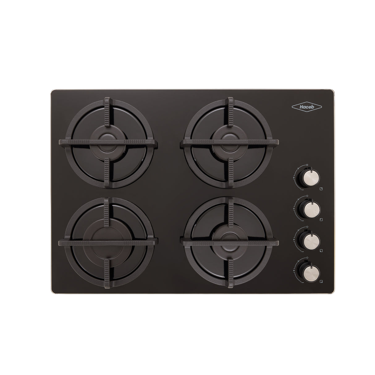 Estufa de Empotrar Haceb Cristal Negro 60x43cm 110 Voltios para Gas Propano con Cuatro Quemadores