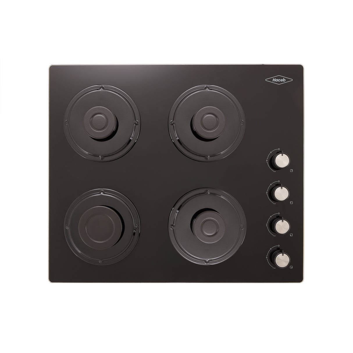Estufa de Empotrar Haceb Cristal Negro 60x51cm 110 Voltios para Gas Propano con Cuatro Quemadores