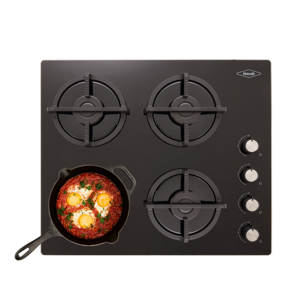 Estufa de Empotrar Haceb Cristal Negro 60x51cm 110 Voltios para Gas Propano con Cuatro Quemadores