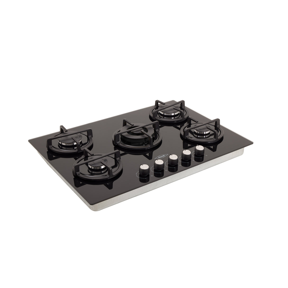 Estufa de Empotrar Haceb Cristal Negro 76x54cm 110 Voltios para Gas Natural con Cinco Quemadores