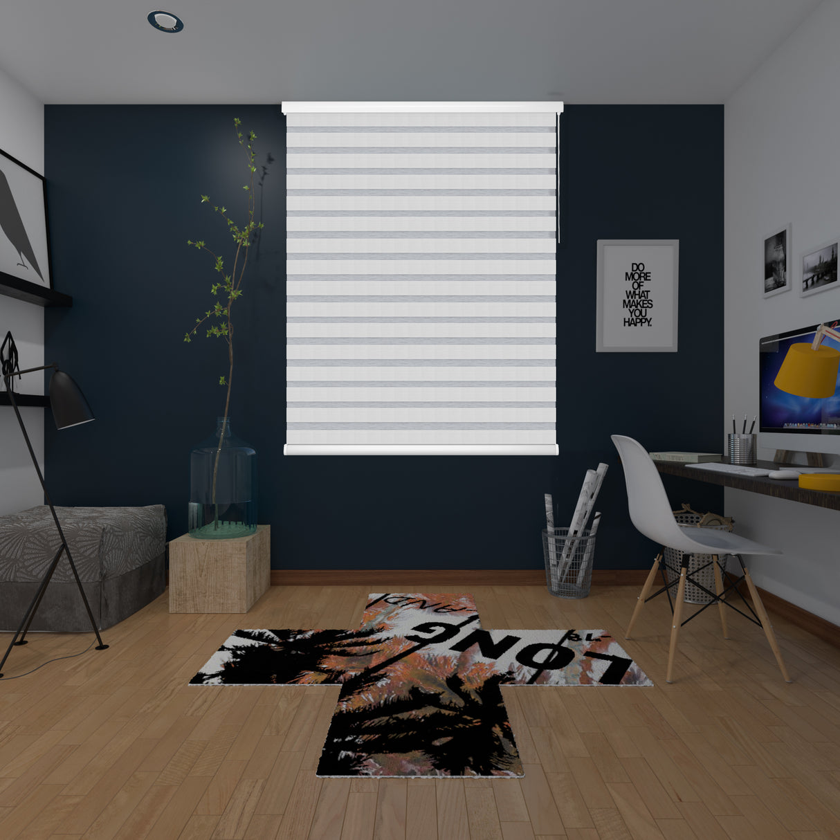 Cortina Roller Duo Elegance Blanco 170x170cm Enrollable de Rayas Apertura Vertical y con Sistema Propio