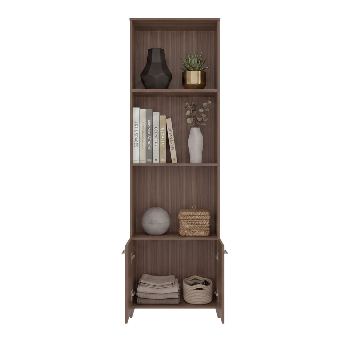 Biblioteca Lisa Easy Avellana 55.1x181.5cm con Tres Compartimientos y con Un Cajón