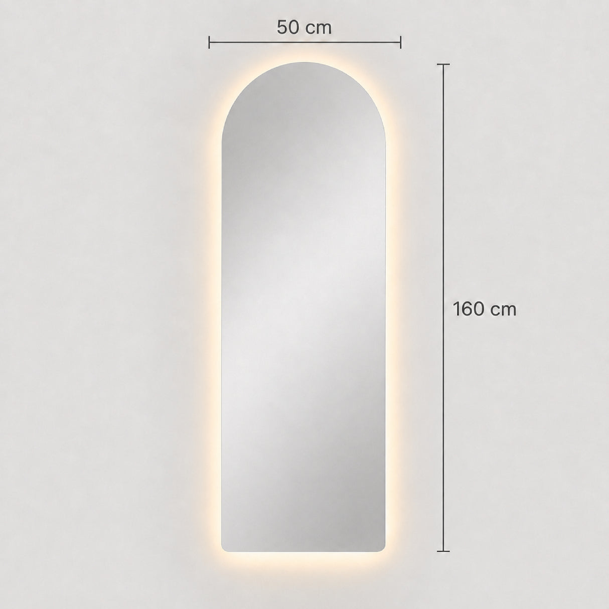 Espejo de Pared Led Verona 50x160cm de Arco Superior Luz Cálida