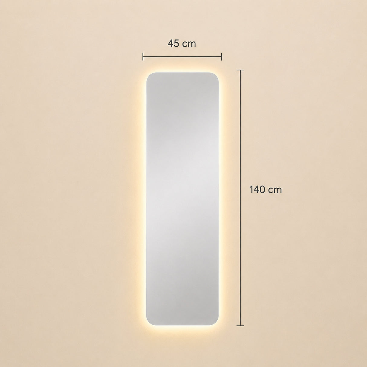Espejo de Pared Led Parma 45x140cm Rectangular Luz Cálida