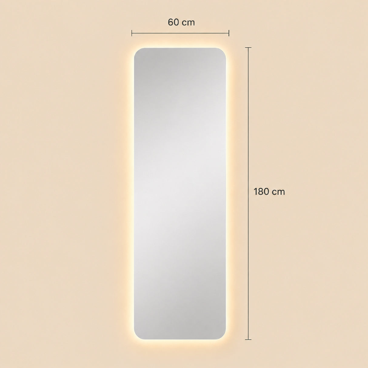 Espejo de Pared Led Parma 60x180cm Rectangular Luz Cálida