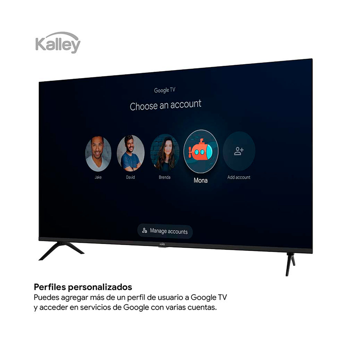 Televisor Kalley Google TV QLED Negro Full HD 1080P 95.5x60.8cm de 43" Pulgadas Smart con Wifi y Bluetooth