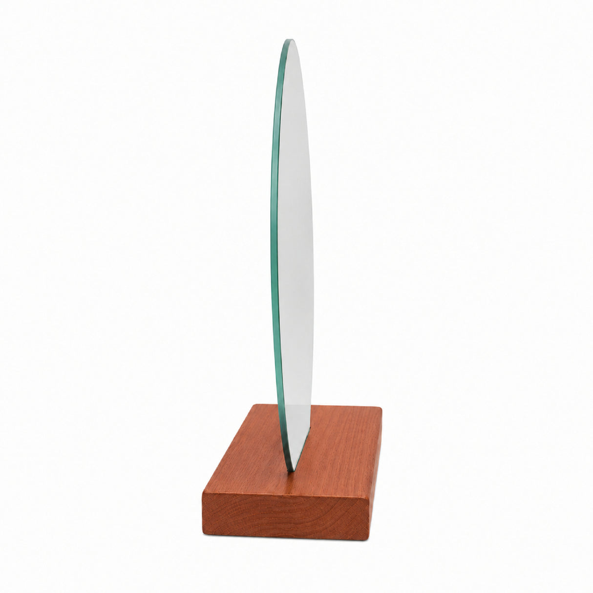 Espejo de Tocador 25x27cm Asimetrico con Base de Madera Color Caoba
