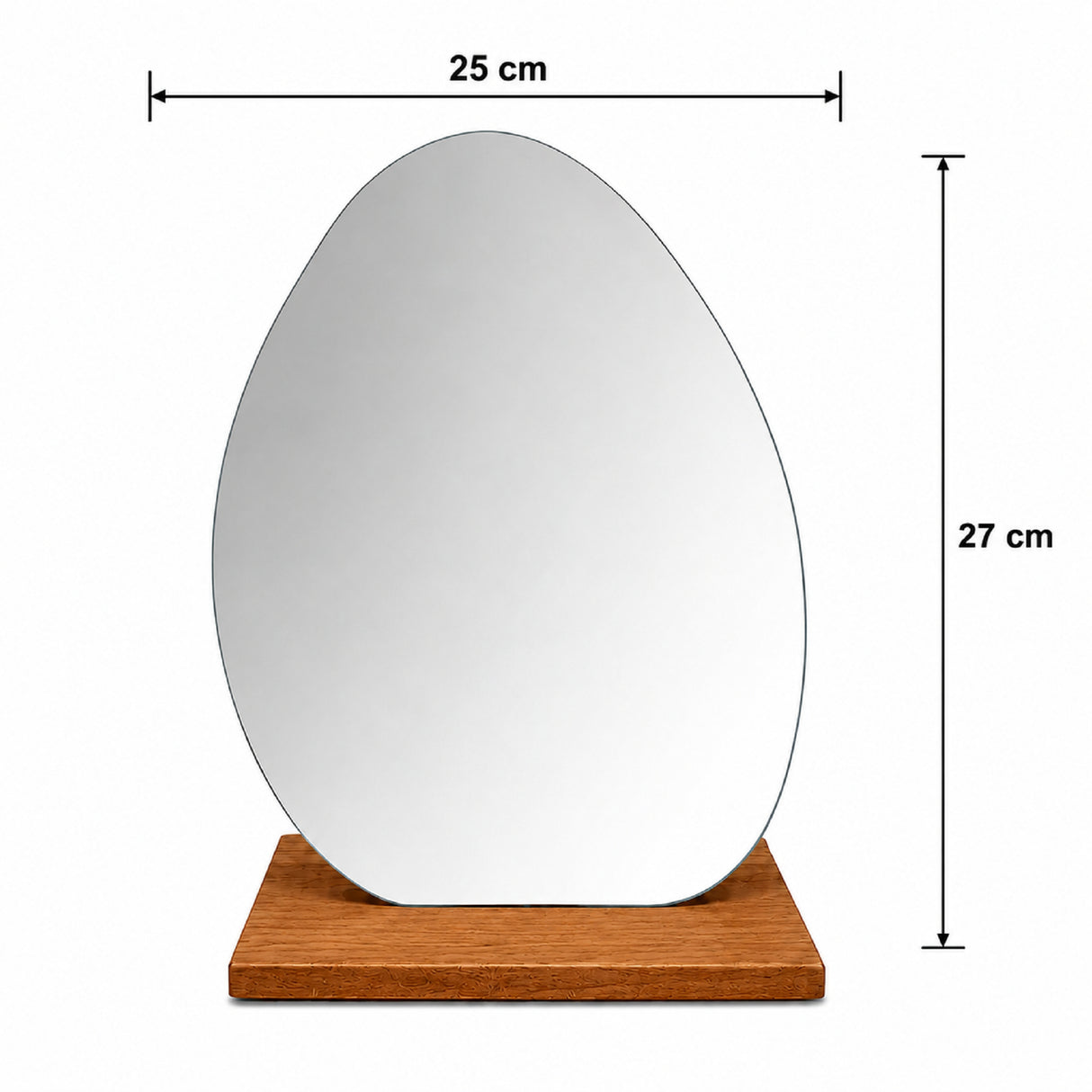 Espejo de Tocador 25x27cm Asimetrico con Base de Madera Color Caoba