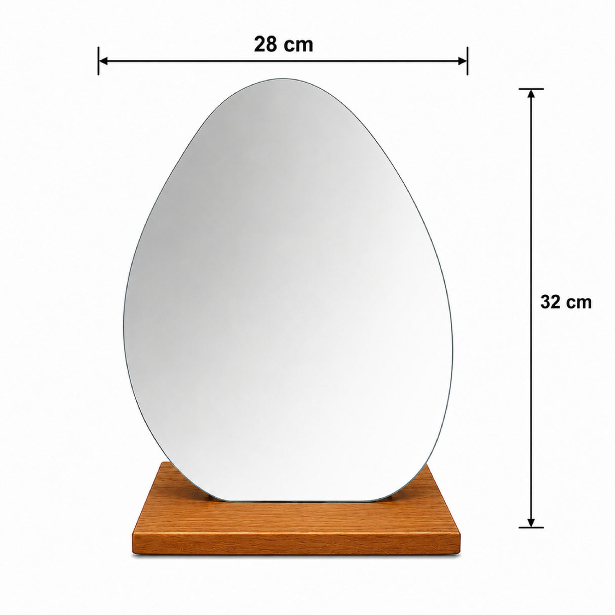 Espejo de Tocador 28x32cm Asimetrico con Base de Madera Color Caoba