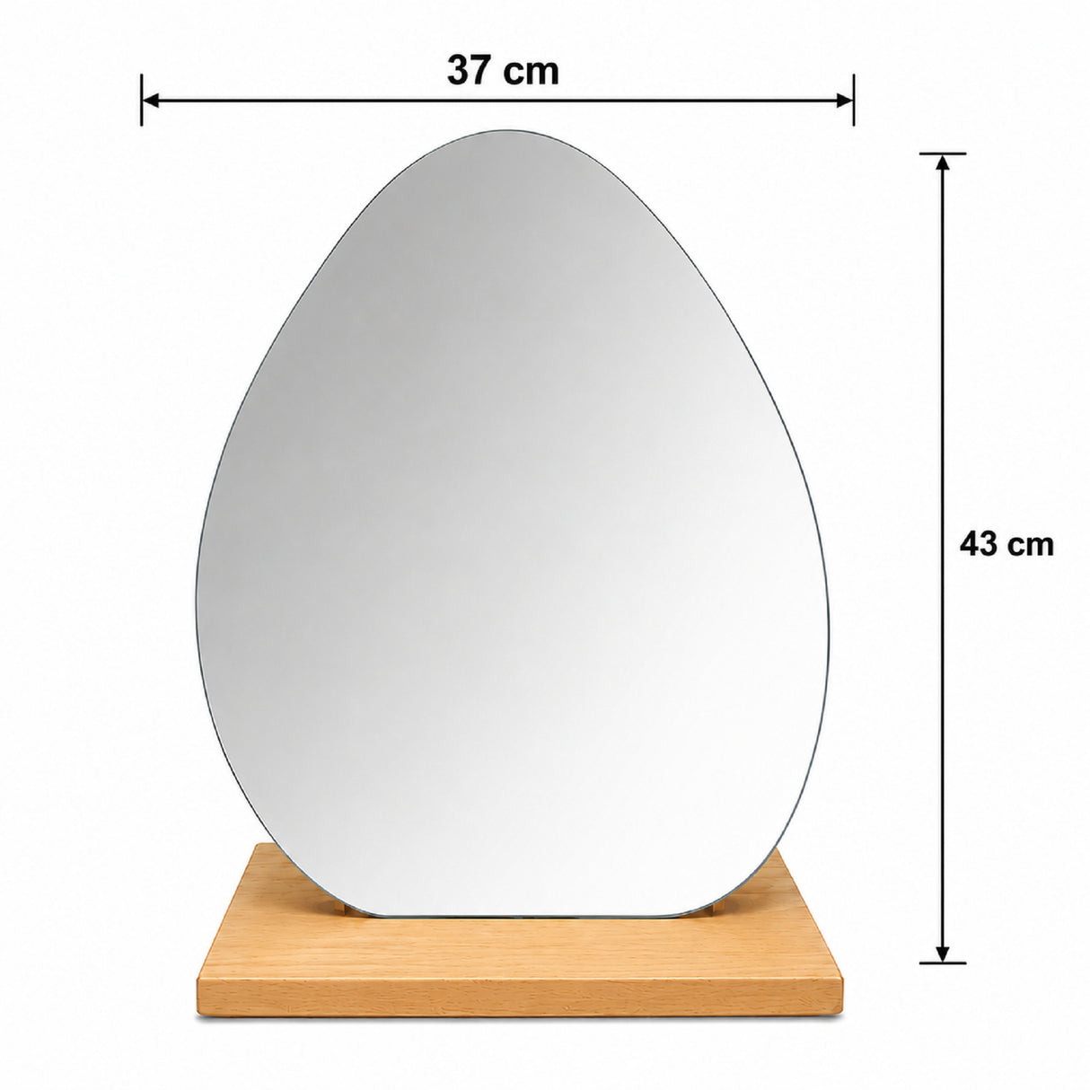 Espejo de Tocador 37x43cm Asimetrico con Base de Madera Color Natural