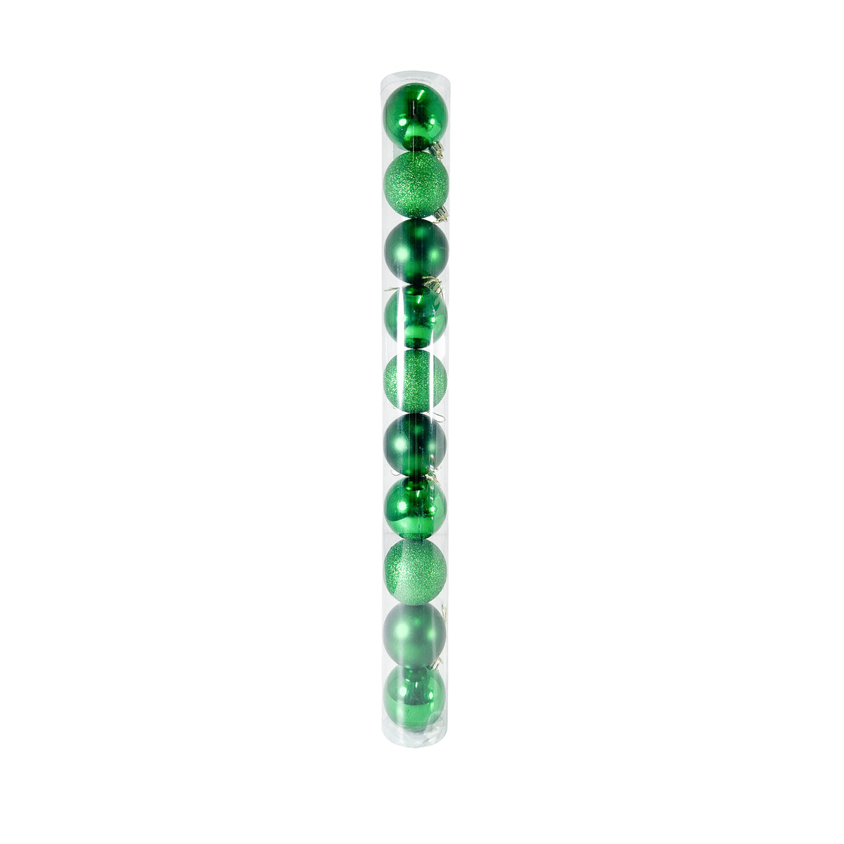 Tubo X 10 Bolas Navideñas Combinada Verde 6x6cm con Acabado Mixto Reutilizable