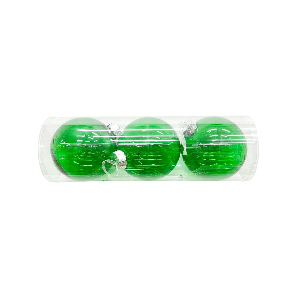 Bola Navideña X 3 Unidades Transparente Pet Verde 15x15cm con Acabado Brillante Reutilizable