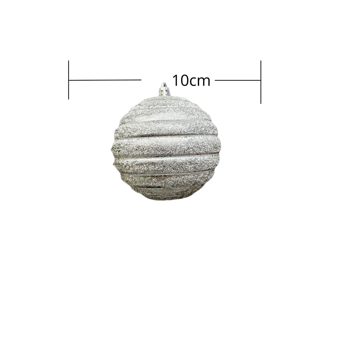 Bola Navideña X 4 Unidades Metalizada Espiral Plata 10x10cm con Acabado Glitter Reutilizable