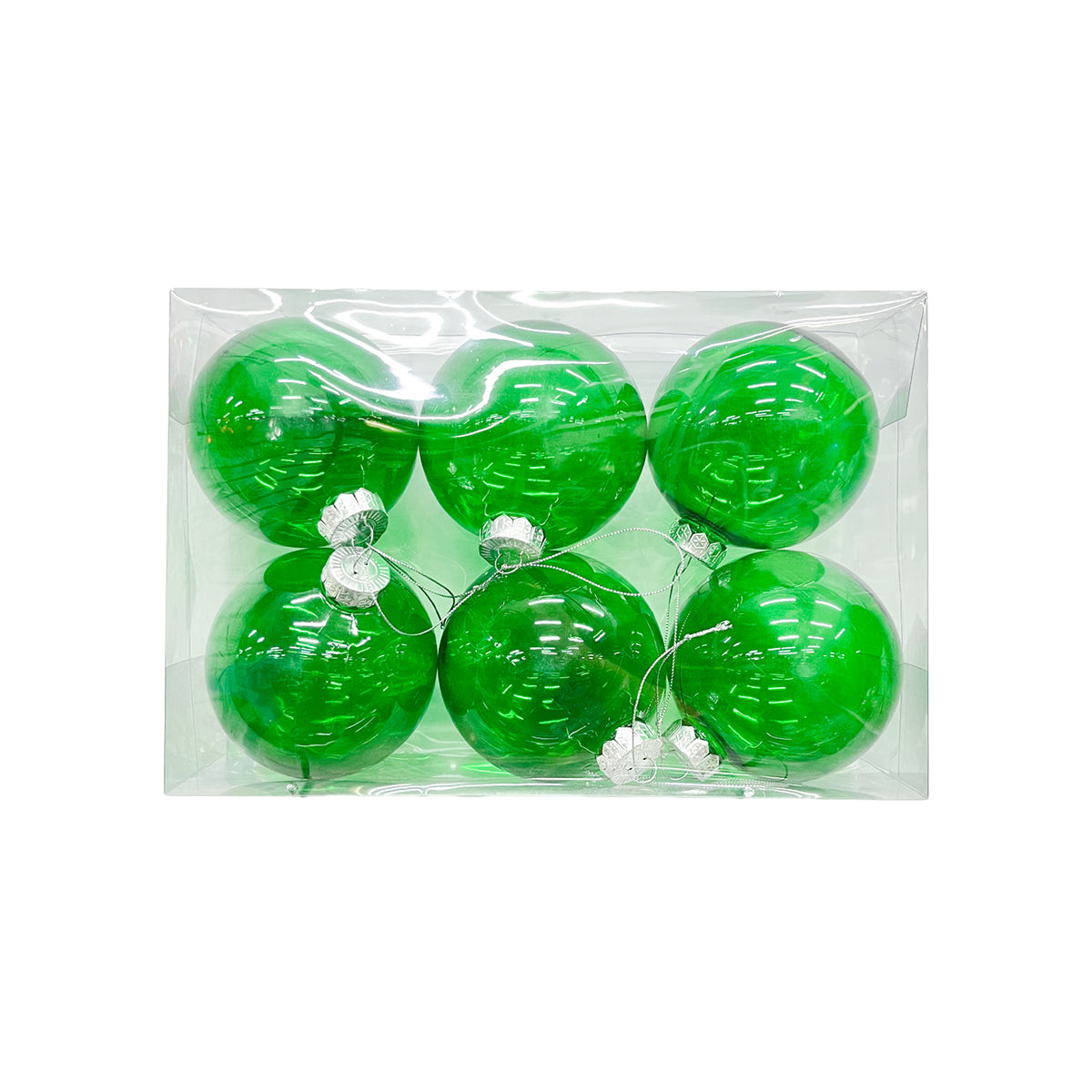 Bola Navideña X 6 Unidades Transparente Pet Verde 10x10cm con Acabado Brillante Reutilizable