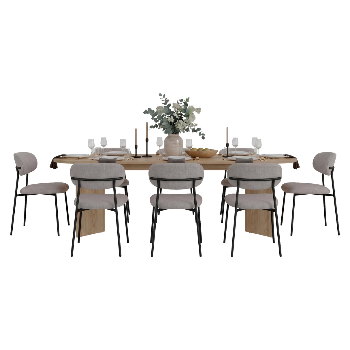 Mesa de Comedor Ted Fresno Europeo 241x74.6cm de Ocho Puestos sin Sillas y con Patas