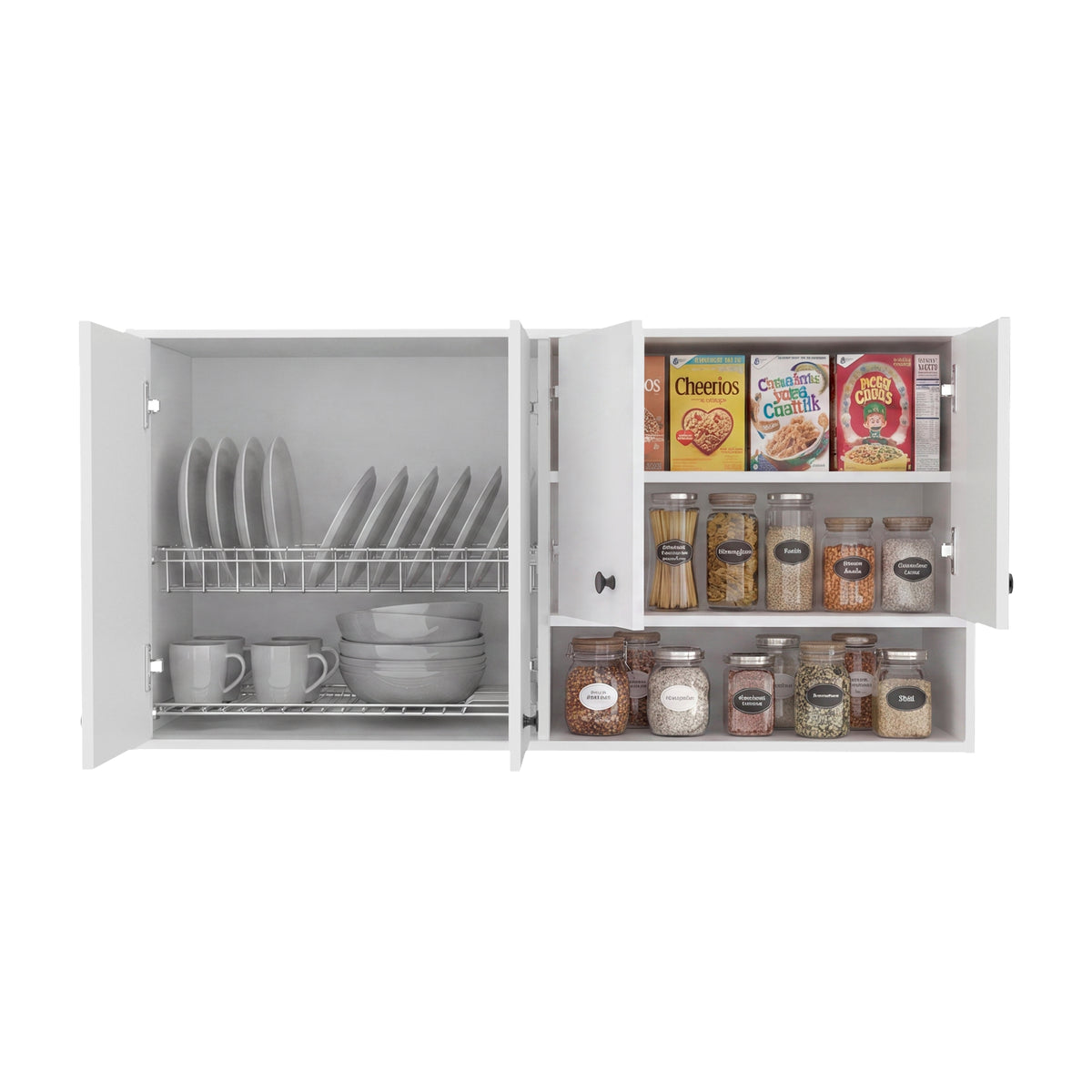 Mueble Superior de Cocina Napoles Blanco 120x60cm con Cuatro Puertas y con Locero
