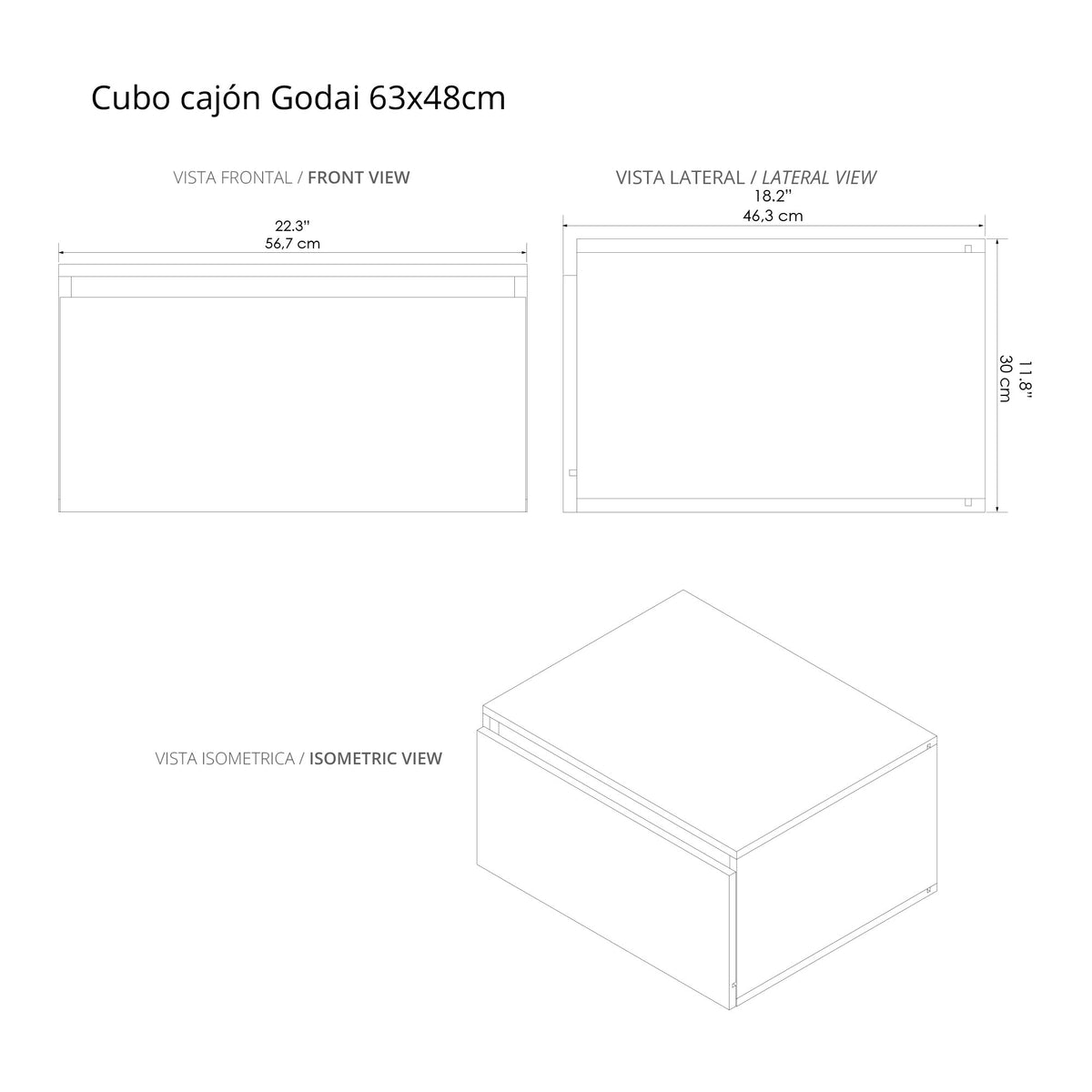 Kit Mueble con Lavamanos Oslo Gracia Sikuani y Blanco 47.6x62.4cm Individual con Un Cajón