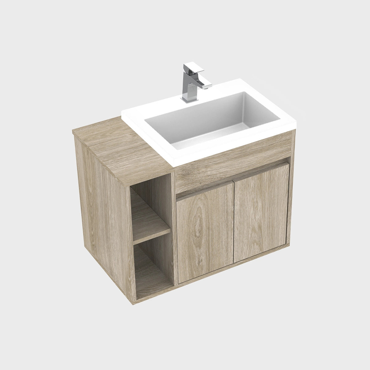 Kit Mueble con Lavamanos Oslo Nardo y Blanco 61.8x47.4cm Individual con Dos Cajones
