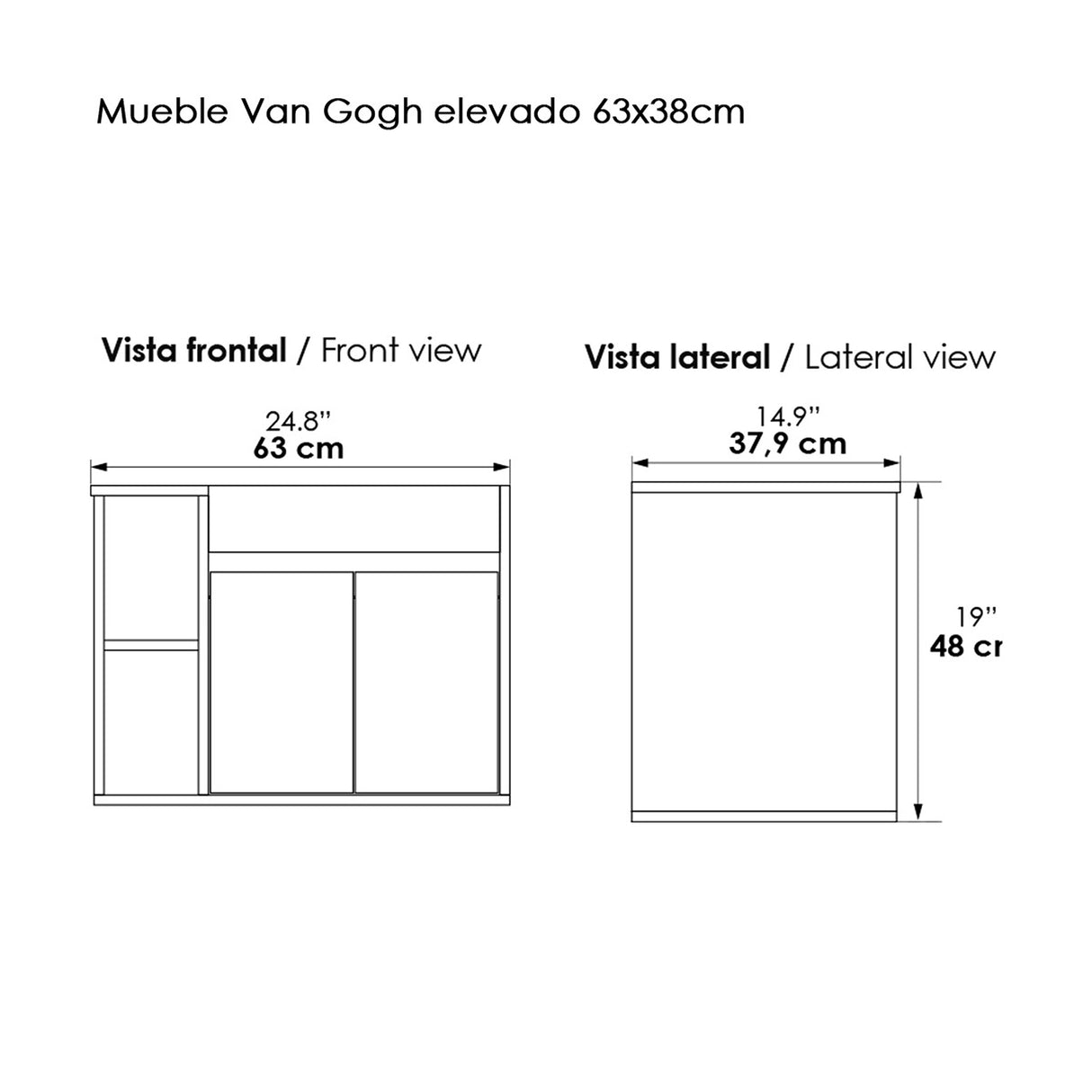 Kit Mueble con Lavamanos Oslo Blanco 61.8x47.4cm Individual con Dos Cajones