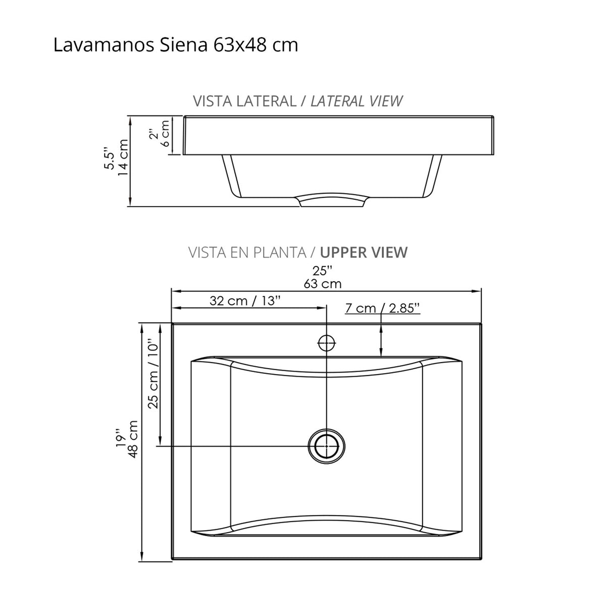 Kit Mueble con Lavamanos Siena Gracia Sikuani y Blanco 62.4x47.6cm Individual con Un Cajón