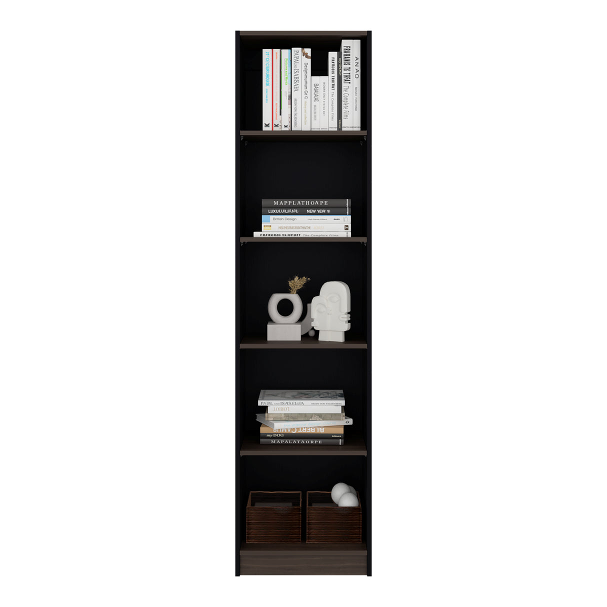 Estante Home E2 Wengue y Milan 45x180.6cm Rectangular con Cinco Compartimientos y con Cuatro Entrepaños