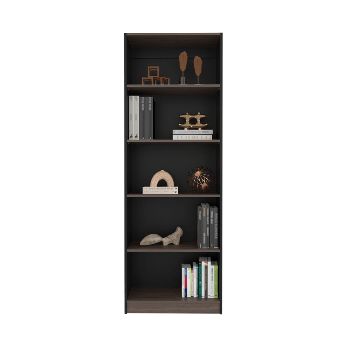 Estante Home E3 Wengue y Milan 62.8x180.6cm Rectangular con Cinco Compartimientos y con Cuatro Entrepaños